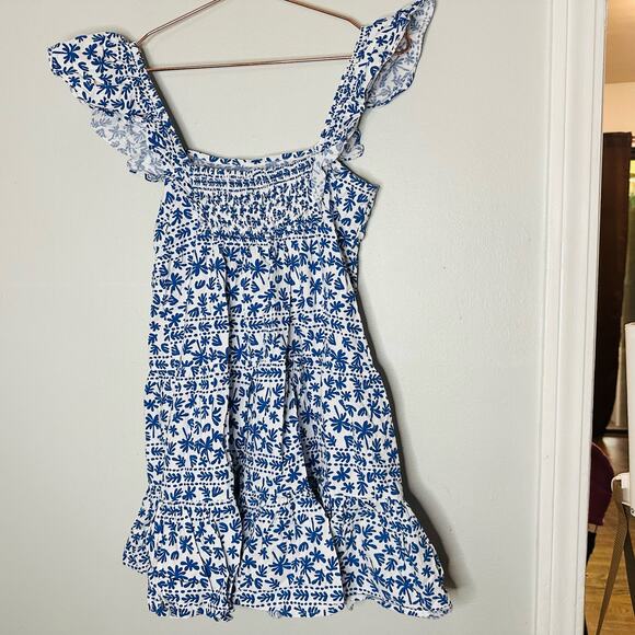 MINKPINK Blue Ithica Square Neck Cotton Print Ruffle Mini Dress Size Small - Picture 3 of 9